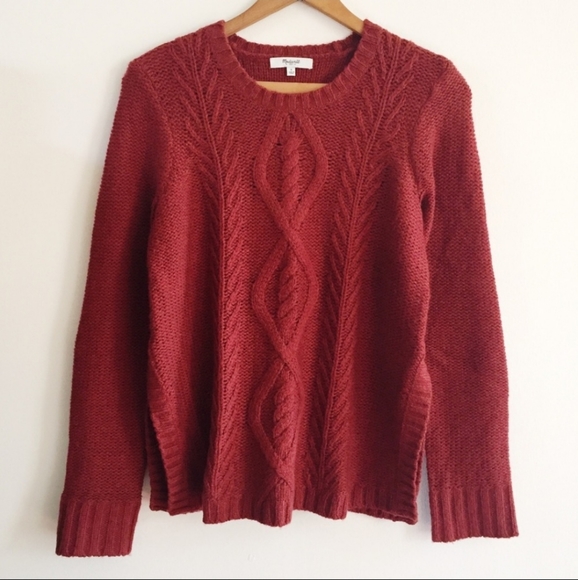 Madewell rust cabled wool/alpacal Sweater XS. Fall rust color for layeri… - Picture 2 of 7